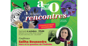 Lire la suite à propos de l’article <em>Atout Philo</em> : Conférence de Saliha Boussedra ce samedi à Vauvert